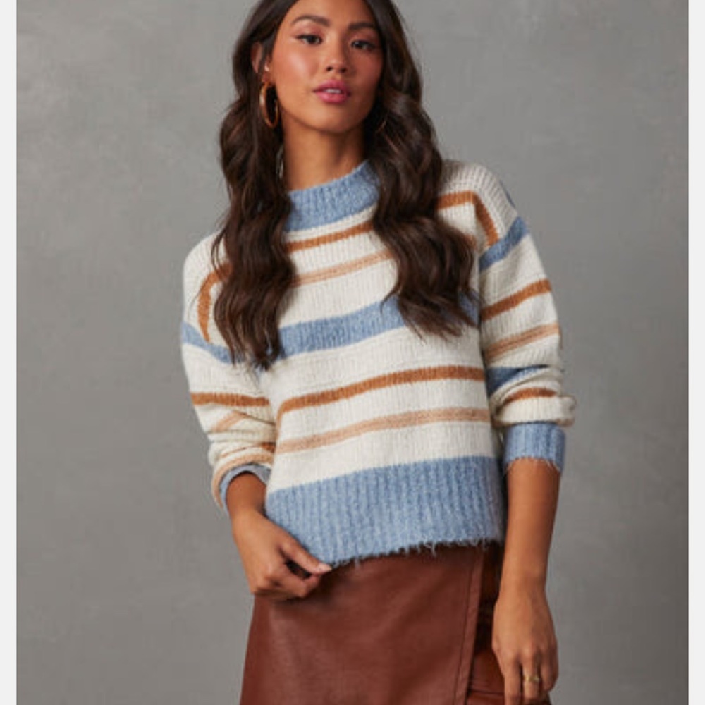 Laylin Crewneck Striped Sweater - Vici